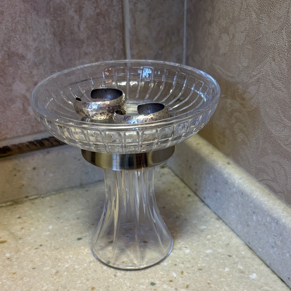 Upcycled Glass Pedestal Dish / Candle or Jewelry Stand